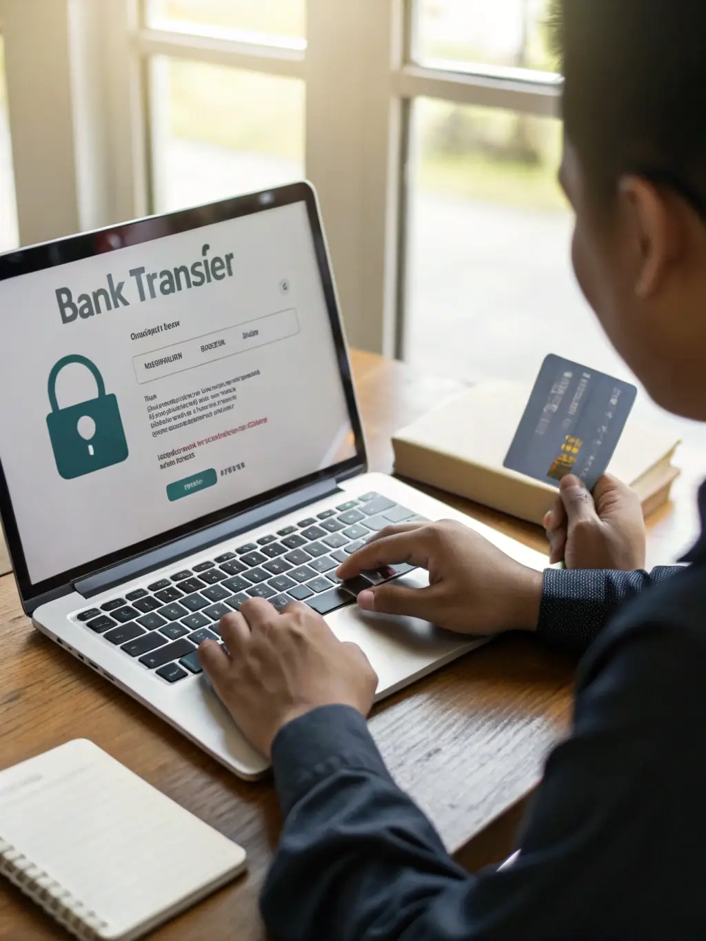 A secure online banking portal displayed on a laptop screen, emphasizing the safety and accessibility of Mercury Bank's online services.